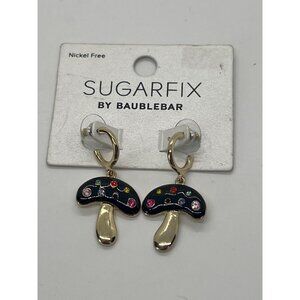 Sugarfix By Baublebar Gold Black Mushroom Earrings Colorful Rhinestones 1.5" New